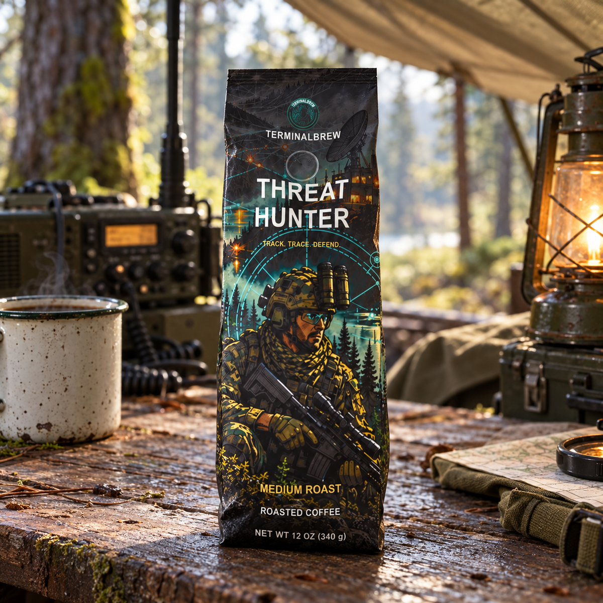 TerminalBrew Threat Hunter Roastar bag hero lifestyle render